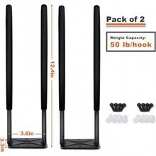 Heavy Duty Garage Tires Hooks Wall Mounted Hanger Tool Organizer Rack Hardware Steel Metal Multi-Tools Storage Utility Hooks With Screws And Anchors (4, Black) No Power Connection Needed