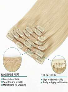 AOSHBAOSH 接发夹片 7 件 #613 漂白金色夹片接发真人发波浪卷发 110 克夹片接发真人发双纬 (10 英寸-22 英寸) - S1/613 - 查看 3