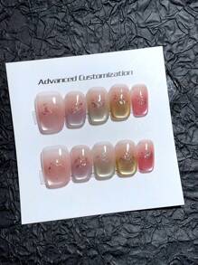 10 Pieces Of Pure Handmade Wearable Nails, A Variety Of Nail Shapes To Choose From, Light Bulb Cat Eye Nails, High-Quality Elegant Simple Nails Press On Nails Nail Supplies Nails