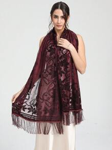 1pc Delicate Embroidery Flower Pattern Square Scarf With Ruffle Edge, Versatile Elegant Women Neckerchief - Multicolor - View 8