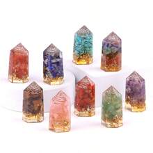 Bohemian Style Easter Bestselling Natural Crystal Gravel Hexagonal Pillar Decor, Resin Home Ornaments, Daily Desktop Accessories