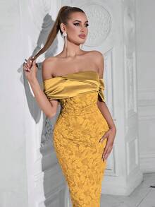 Barlahlsen Women's Slim And Sexy One-Shoulder Maxi Dress - Yellow - View 5