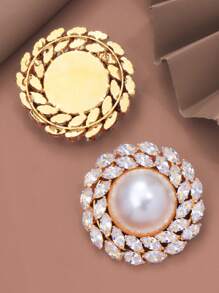 2 peças de brincos de argola de pérola vintage com decoração de strass grande, acessórios de palco extravagantes