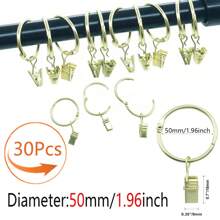 10pcs/30pcs/50pcs Curtain Rings With Clips (32mm/1.25inch, 50mm/1.96inch) Openable Rust-Resistant Metal Rings, Decorative Curtain Hangers, Gold/Black/Nickel Color