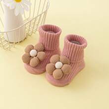 4pcs/Set Newborn 0-1-3 Years Baby Soft Bottom Non-Slip Cute Mid-Calf Socks, Suitable For Spring And Autumn
