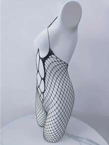 قميص بيكيني شبكي إثاري من قطعة واحدة، بتصميم سهل المنظر والبطن مفتوح، ملابس داخلية حميمية للنساء، مناسبة للبالغين (الارتفاع: 150-185 سم ، الصدر: 80-120 سم ، الخصر: 58-100 سم. مصنوع يدويًا ، يُسمح بفرق 1-3 سم. قد تحدث اختلافات طفيفة في اللون بسبب إعدادات الشاشة) - الأسود - مشاهدة 4