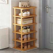 1pc DIY Simple Thick Bamboo Shoe Rack, Household Entryway Indoor Multi-Layer Easy Shoe Cabinet