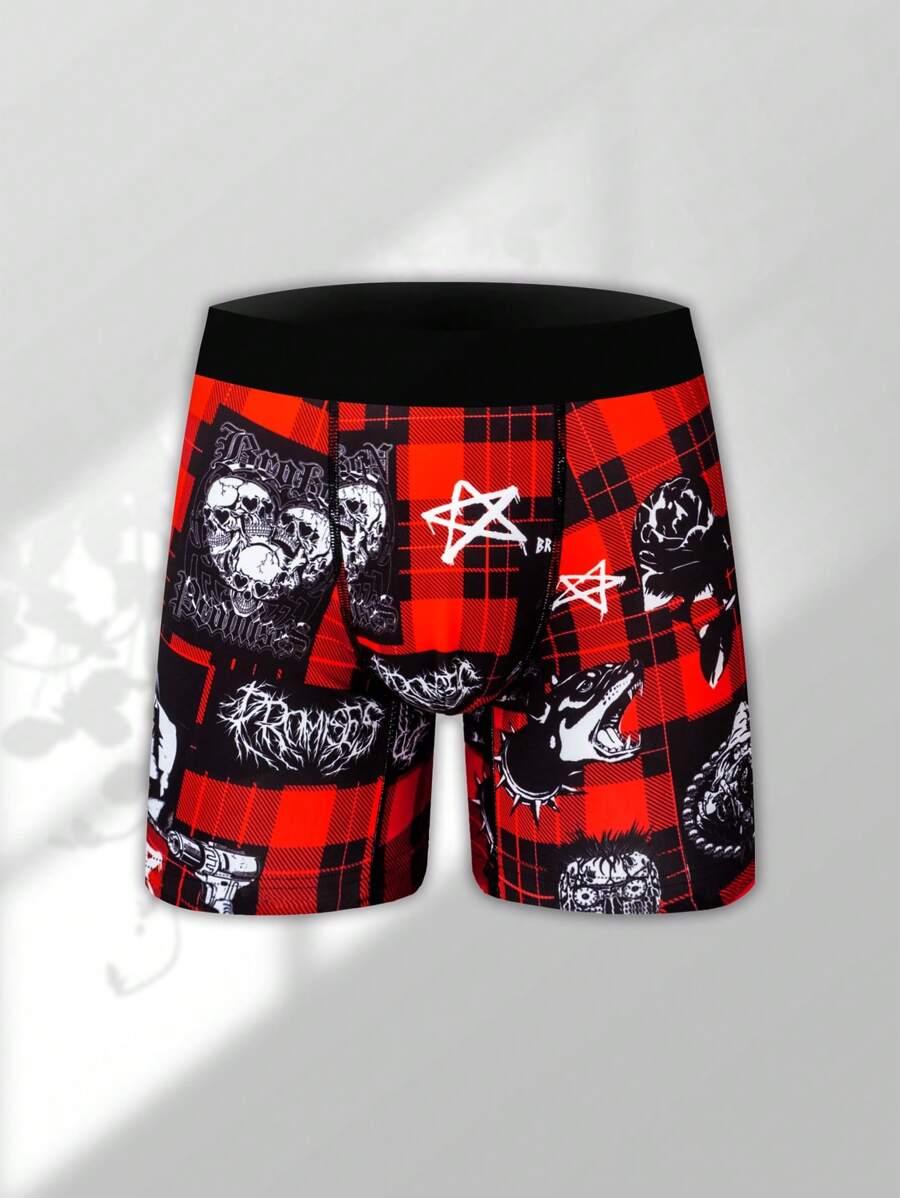 Men's Personalized Novelty Digital Print Comfortable Boxer Briefs - Red - View 1