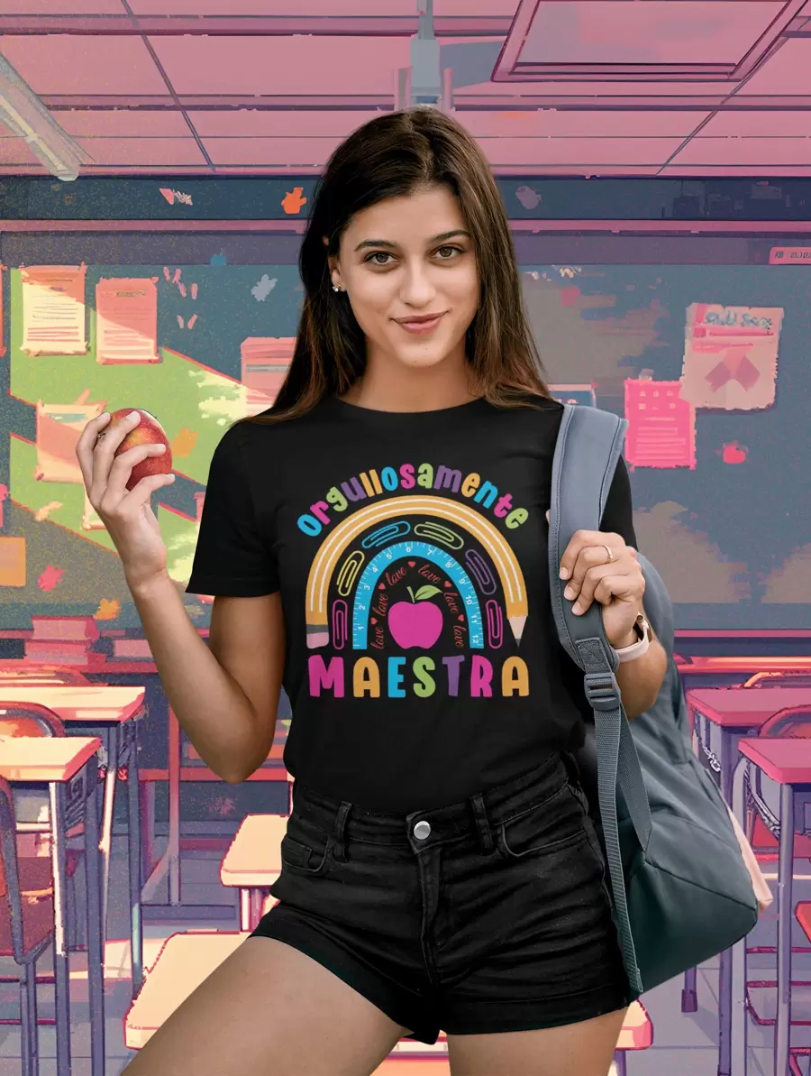Playera Dama Maestras Orgullosamente Maestra - Negro - Ver 1
