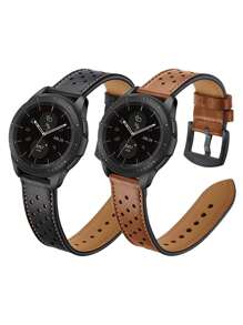 1pc zachte en comfortabele leren horlogeband met creatief rond geperforeerd ontwerp, compatibel met Samsung Galaxy Watch 4/5/6/7 40mm 41mm 44mm 45mm, Watch GT2 GT3, Watch. Geschikt voor zakelijke herenkleding en feest-/buiten-/dagelijkse kleding voor dames, snel los te maken smartwatch-accessoire