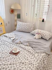 1件泡泡纱夏季印花毯，适合夏天用的薄被子，可以当毯子用，花卉印花图案，清新简约风格韩版毛毯，学生宿舍可用，可机洗