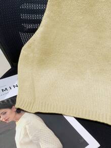 Chaleco de punto de unicolor con cuello redondo simple para mujer