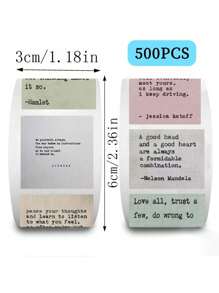 500pcs/Roll Vintage Inspirational English Quote Sticker Rolls, Decorative Stickers For Scrapbooking, Envelopes, Sealing PVC Sticker Sheets