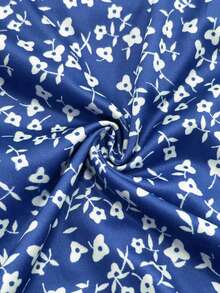 Vestido ligero y elegante de manga corta con estampado floral diminuto, de estilo casual y vacacional, versátil para el Día de la Madre, actividades al aire libre, hogar, viajes y trabajo - Azul - Ver 8