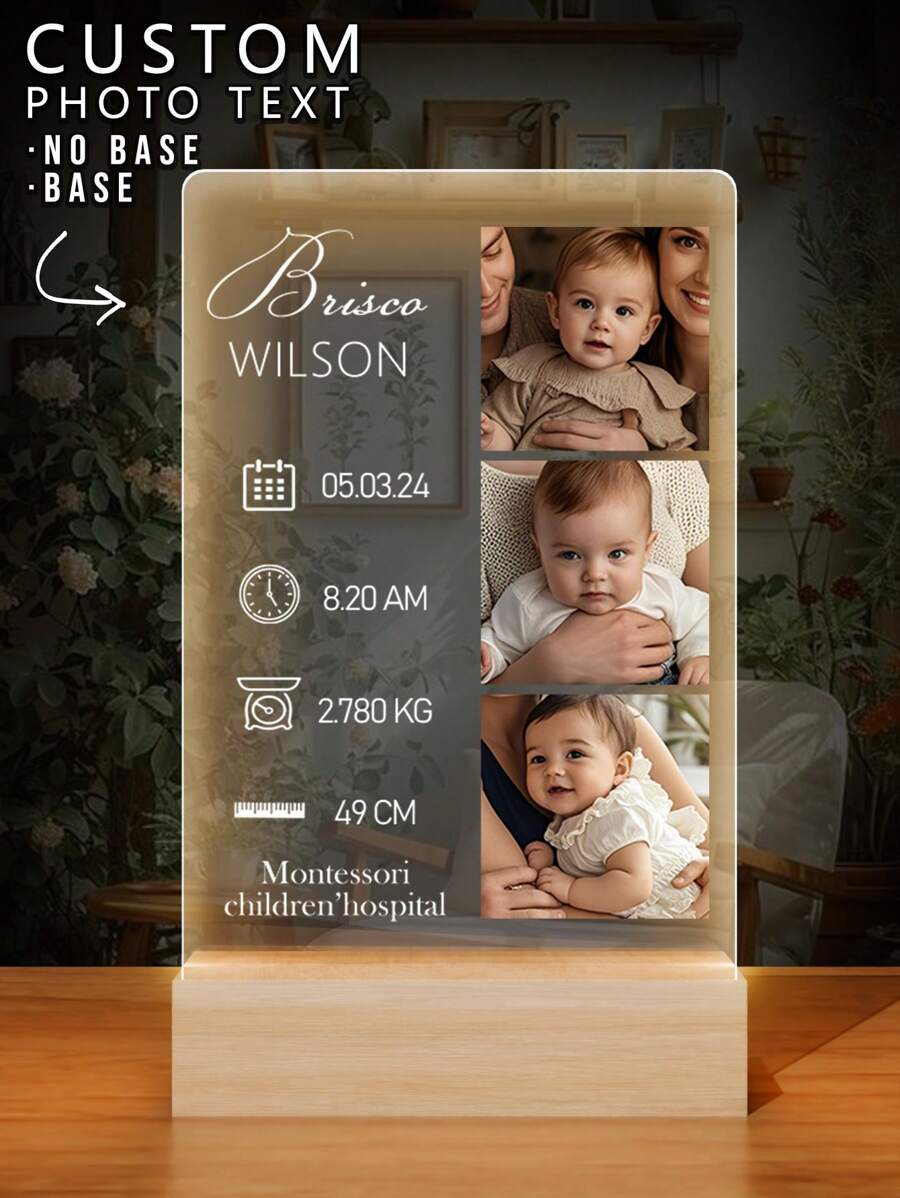 1 pieza de luz nocturna con imagen personalizada iluminada por detrás de acrílico, doble cara, nuevo regalo para bebé, regalo para niña, regalo para niño, regalo para nuevos padres, recuerdo, decoración del hogar, aniversario. Multifuncional, ornamental, reutilizable, exquisita, elegante, linda, de alta calidad, personalizada, única, regalo ideal para novia, papá, mamá, familia, amigos, hijo, hija, estudiantes, oficina, salón de té, escuela, renovar el hogar