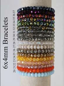 11-22 pièces/set Bracelet élastique bohème style coloré avec perles en cristal de verre, convient pour les vacances et les cadeaux pour la famille et les amis