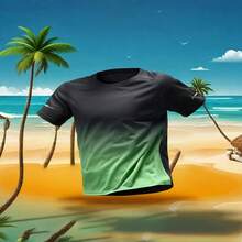 Camiseta de manga corta de secado rápido para hombres, top deportivo de cuello redondo - diseño degradado fashionable, adecuado para correr a diario, entrenamiento deportivo y uso casual