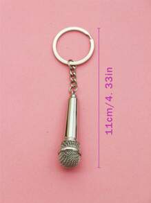 1 pieza Llavero de micrófono personalizado, llavero de micrófono mini multifuncional único y casual con texto de nombre personalizado, llavero de metal, regalo para amigos, regalo de Navidad y Año Nuevo - Multicolor - Ver 6