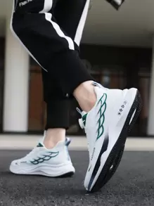 Diseño impreso de la hebilla giratoria Mens Running Shoes,Zapatillas de deporte casuales cómodas y transpirables,Zapatillas de tenis antideslizantes ligeras,Conveniente para los deportes,Correr,Al aire libre y Casual Wearing. - Blanco - Ver 3