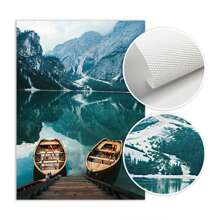 3pcs Lake Boat Misty Forest Lake Boat Nature Landscape Picture Poster, Nordic Canvas Print Painting, Living Room Decoration, No Frame Gifts Birthday Graduation