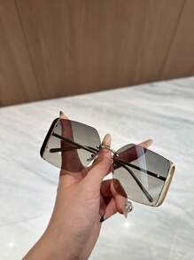 1 par de gafas de mujer con borde sin montura, apropiado para playa, vacaciones y decoración diaria