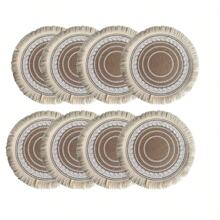 1/4/6/8/10 Stück runde weiße gefranste hitzebeständige Matte, Küchen- und Esszimmertisch Platzset Dekoration