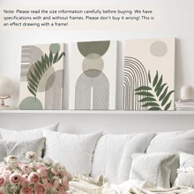 3pcs/Set Modern Bohemian Style Canvas Paintings, Minimalist Green Plant Posters, Elegant Plant Wall Art, Suitable For Living Room, Bedroom, Kitchen, Bathroom And Office Decor, With Or Without Frames, Birthday Or Graduation Gift - Multicolor - View 10