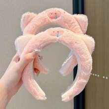 Bandă de păr drăguță din pluș cu model de porc roz, accesoriu de păr în stil animal, cerc de păr la modă, potrivită pentru spălarea feței și coafura, decor de baie pentru casă, decor de toamnă, înapoi la școală