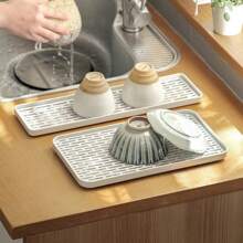 1pc Home/Living Room Double Layer Cup Tray, Rectangular Creative Tea/Fruit Draining Plate