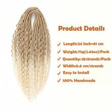Extensiones de peluca de rastas 2 en 1 de 24 pulgadas, Set de 10 piezas de extensiones de rastas rectas y rizadas hechas a mano, estilo hippie para mujer
