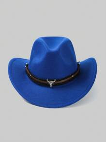 1pc Unisex Casual Polyester Quilted Rivet Western Cowboy Sunhat, Versatile Accessory For Outdoor, Travel, Vacation, All Seasons