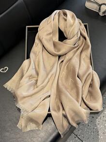 1pc Women Simple Elegant V-Letter Glitter Printing Scarf, Versatile Shawl, Hijab, Decoration, All Season UV Protection For Dress - Multicolor - View 14