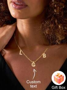 18K Gold Plated Ladies' Necklace With Personalized Name Pendant | Elegant And Fashionable | Comes With Gift Box Packaging | Ideal For Festivals, Birthdays, Anniversaries | Gifts For Couples, Wives, Mothers, Friends