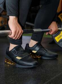 Men's Weightlifting Shoes, Professional Non-Slip Squat Shoes, Suitable For Strength Training, Rubber Sole Stable Lifting Shoes - Black Gold - View 4