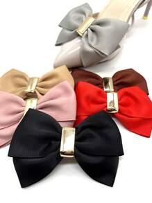 New Stylish Versatile Double Layered Ribbon Bowknot Decorative Shoe Clips, Fashion High Heel Sandals Accessories - Multicolor - View 2