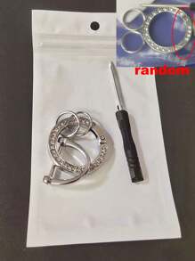 5pcs/Set Loop D-Rings Screw In Shackle Diamond Spring Ring Split Ring Metal Car Keychain Diy Parts Accessories,Bling Bling Rhinestones Car Keychain, Carabiner, Keychain, Key Ring, Charm Chain - Multicolor - View 8