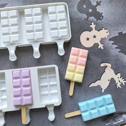 Molde de silicone para sorvete criativo 3D Bandeja de sorvete quadrada DIY Bolo Chocolate Assando Molde
