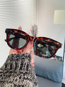 Women's Candy Color Fashion Glasses, Tortoiseshell Large Frame Fashion Dopamine Green Fashion Glasses