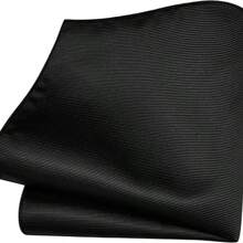 Premium Solid Plain Striped Slim Twill Tie - Black - View 3
