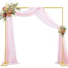 Supporto sfondo pesante con base, kit di supporto per tende e drappeggi regolabile in oro portatile, struttura ad arco quadrata in metallo adatta per decorazioni per matrimoni, feste di compleanno ed eventi