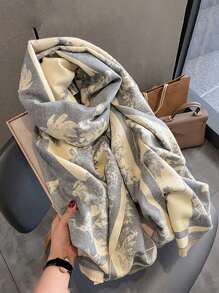 1 pieza de 65*185cm Bufanda/manta con estampado colorido de pájaros y flores, suave y cálida, de uso casual y multifuncional para dama, sensación de cachemira, regalo para salidas de invierno, bodas y vestidos de noche