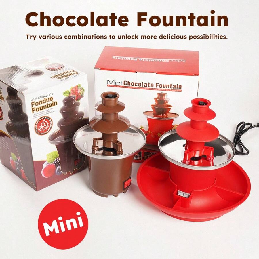 Mini Home Chocolate Fountain, Electric Chocolate Fondue Fountain With Tray Machine For Parties, Stainless Steel, Melts Cheese, Queso, Candy, - Ldeal For Festive Parties, Family Friends Events Gathering & Romantic Weddings, Cooking Enthusiasts Gifts - US A Type Plug(110-127V) - View 1
