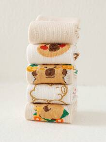 1 Pair Kids Solid Color Cartoon & Playful Knitted Mesh Ankle Socks - Multicolor - View 9