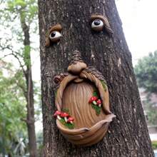1Set Tree Faces Decor Outdoor - Old Man Tree Hugger Sculpture, Outdoor Tree Hugger Sculpture For Wild Life Bird Feeding & Garden Decoration, Funny Tree Statue Whimsical Yard Art - For Garden Lovers & Nature Enthusiasts - Perfect Gift For Housewarming & Birthday - Nhựa - Xem 6