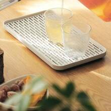 1pc Home/Living Room Double Layer Cup Tray, Rectangular Creative Tea/Fruit Draining Plate
