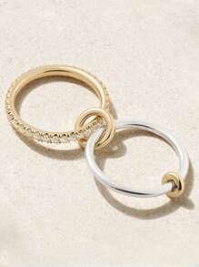 BALMORA 1 Stück 925er Sterling Silber Ring mit ineinander greifendem Design, eingelegt mit synthetischem Zirkonia, zweifarbig blockierter Handschmuck für Damen Mode, europäischer und amerikanischer Hip-Hop Stil, Schmuckstücke zum Layering, Geburtstagsgeschenk, Schmuckgeschenk