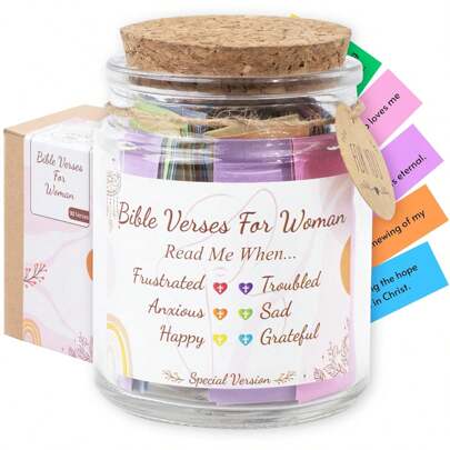 Feelings Bible Verses Jar, Read Me When Bible Verses Jar For Emotions And Feelings, Scripture Prayer Cards Hope Jar, Graduation Gift, Bible Study Church Christian Gifts For Women Men Mom Dad Friends