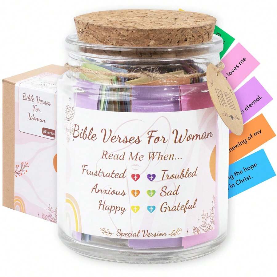 Frasco con versículos bíblicos sobre sentimientos, léeme cuando lo necesites - Frasco con versículos bíblicos para emociones y sentimientos, tarjetas de oración y escritura, regalo para graduación, estudio bíblico, iglesia, regalos cristianos para mujeres, hombres, mamá, papá, amigos