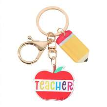 Creative Fashion Back To School Theme Pencil, Blackboard, Book Acrylic Keychain, Casual School Style Pencil With A+ Notebook Flat Acrylic Keyring Accessory, Suitable For Daily Bag And Car Key Use Car Accessories Bag Charm Letter Cute Goth Y2k