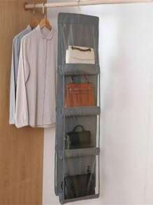 1pc Hanging Purse Organizer For Closet, 4-Shelf Clear Handbag Storage, Space Saving Closet Handbag Organizer